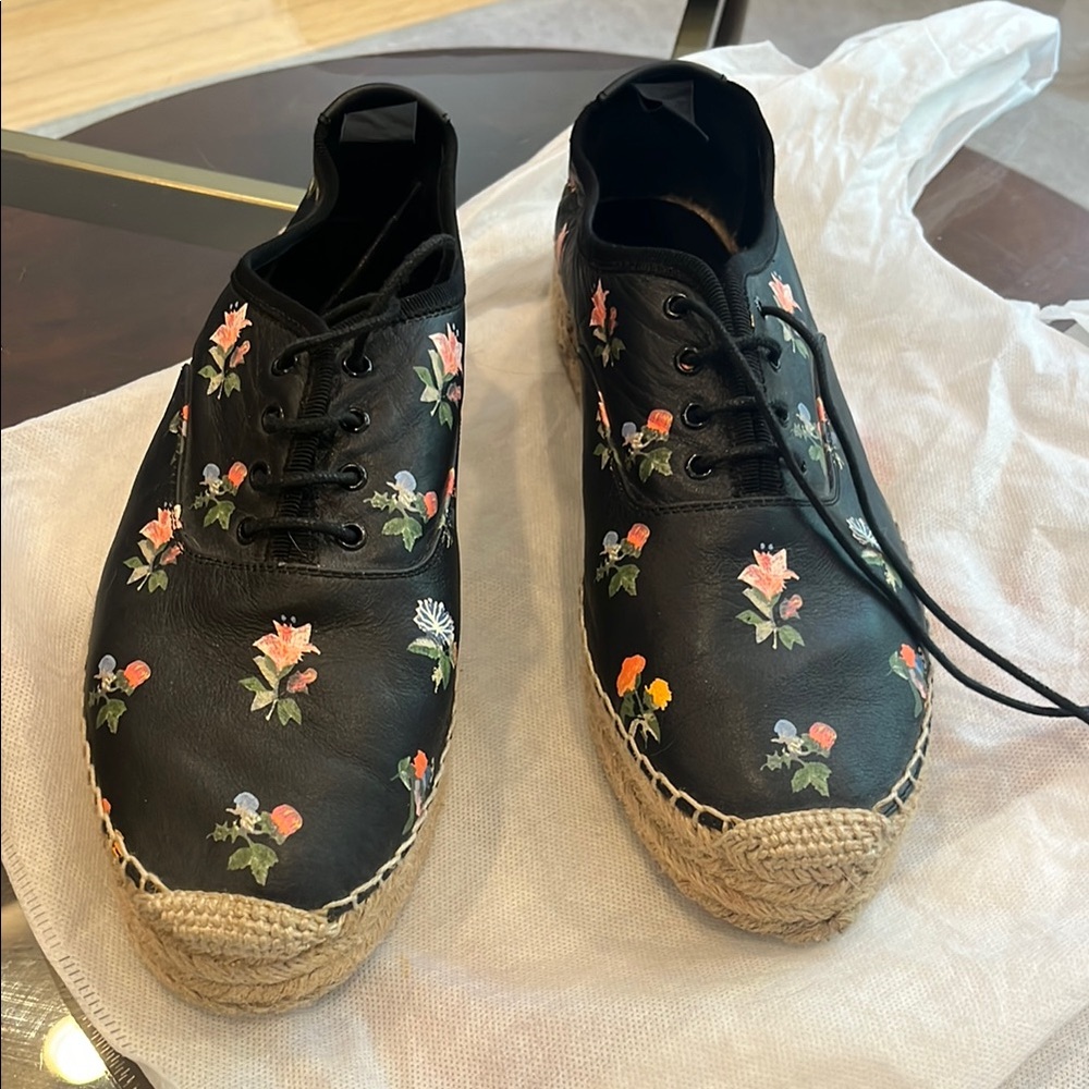 Saint Laurent Floral Black Espadrille